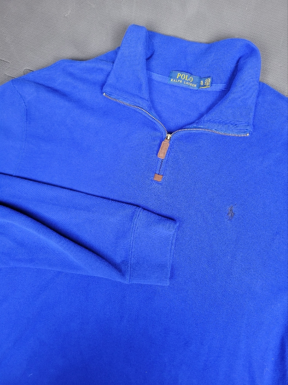 Polo Ralph Lauren Quarter Zip Sweater Mens XL Blue Pullover Pony Logo